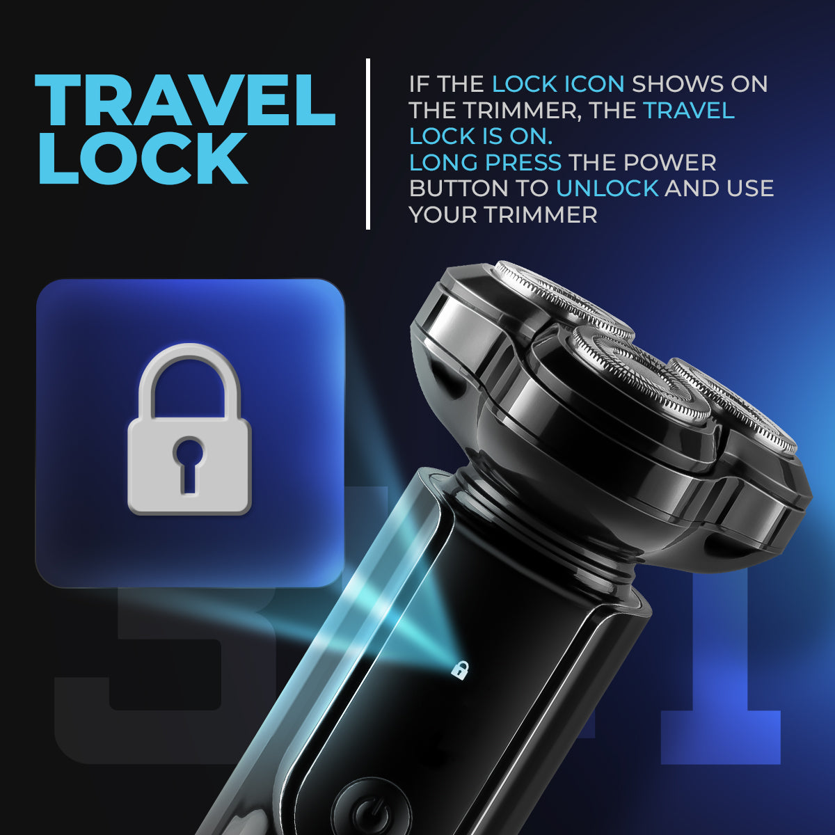 Trimfinity 3 in 1 trimmer travel lock- Trimfinity